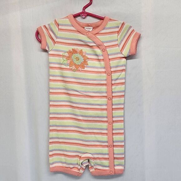 Gymboree Stripe Flower Embroidered Romper Size 18-24 mos NWT - Picture 1 of 4